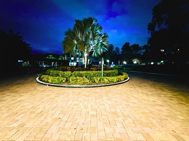 view of patio at night