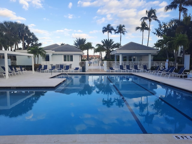 view of pool featuring a patio