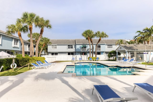 view of pool featuring a patio