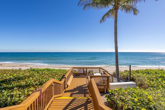 view of water feature featuring a beach view