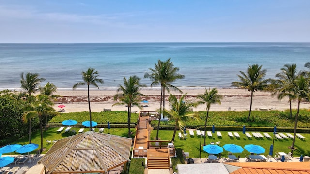 view of water feature with a view of the beach