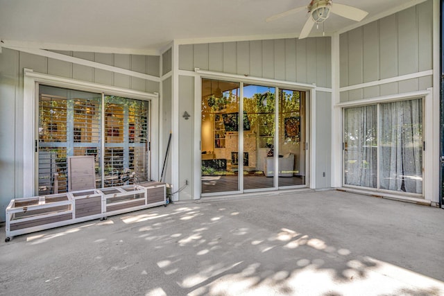 view of patio / terrace featuring ceiling fan