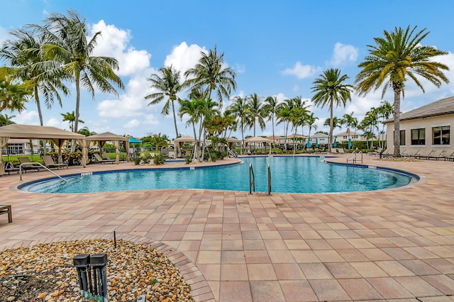 view of pool featuring a patio