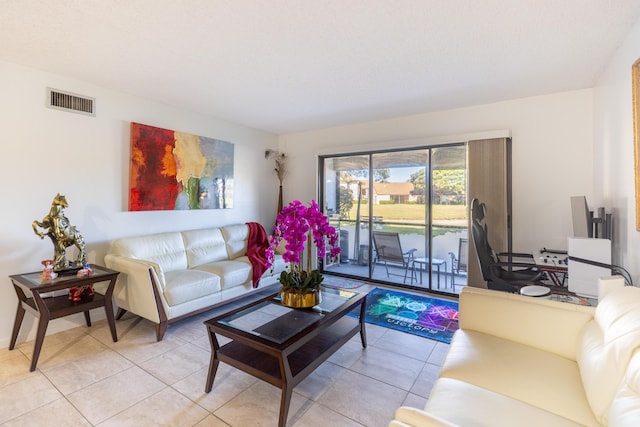 view of tiled living room