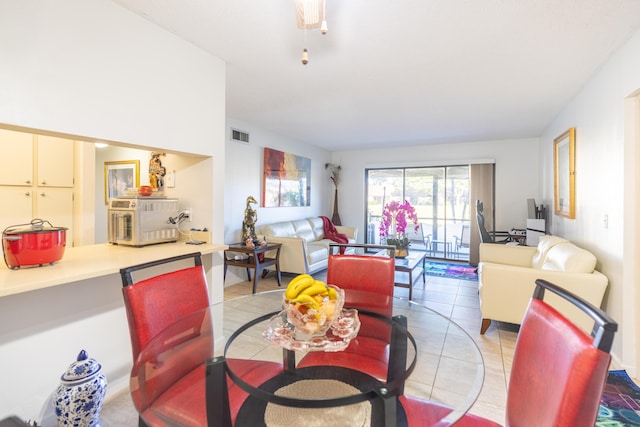 dining room with light tile patterned floors