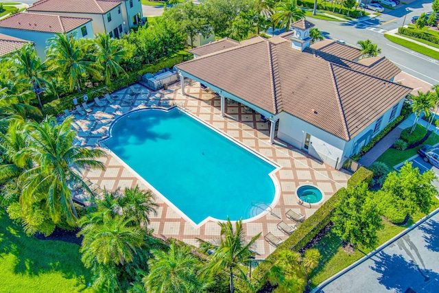 view of pool featuring a patio area