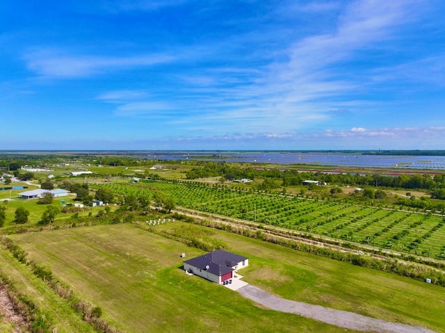 birds eye view of property featuring a rural view