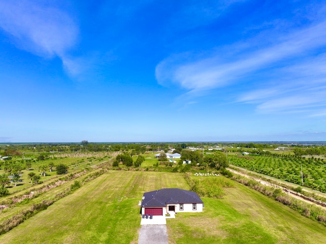 drone / aerial view with a rural view