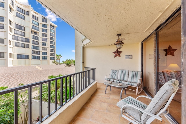 balcony with ceiling fan