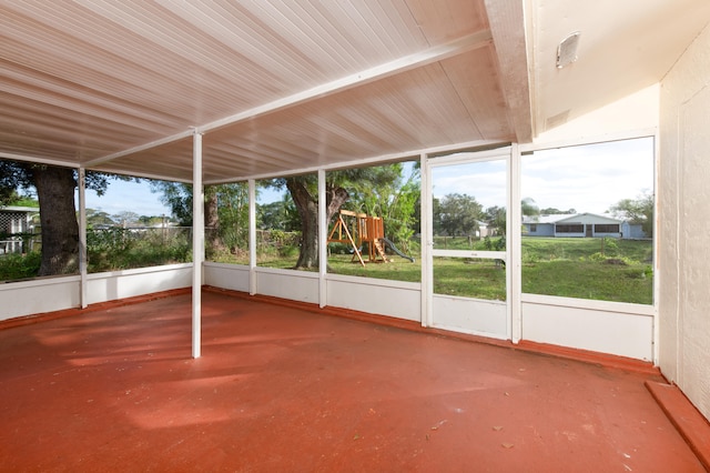 view of unfurnished sunroom