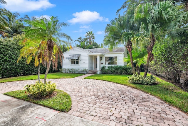 ranch-style house featuring a front yard