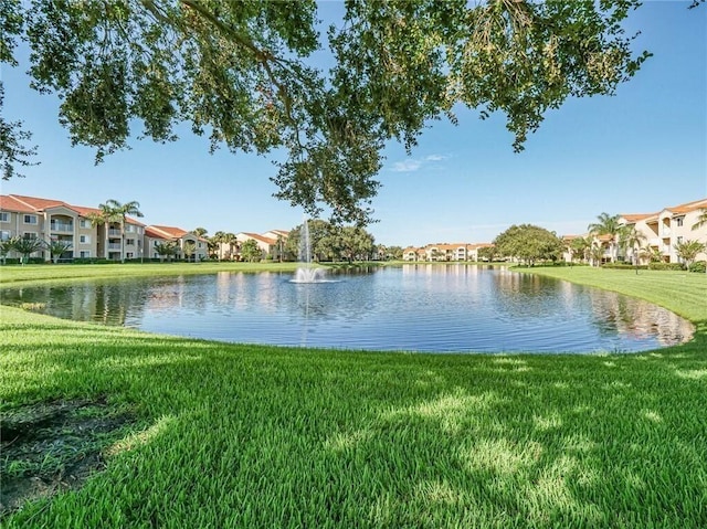 view of water feature with a residential view