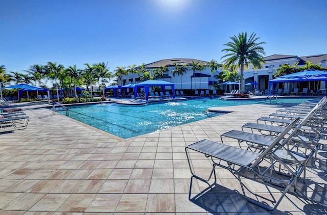 view of pool featuring a patio area