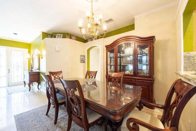 dining room featuring an inviting chandelier