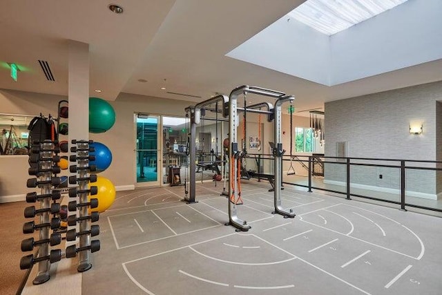 exercise room with carpet floors