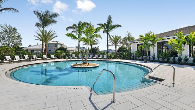 view of pool featuring a patio