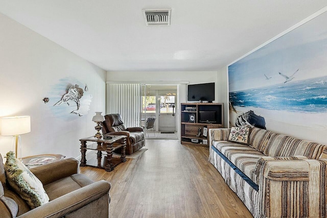 living room with wood-type flooring