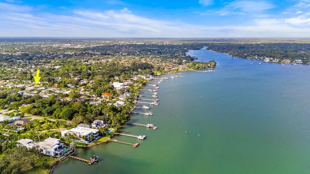 bird's eye view featuring a water view