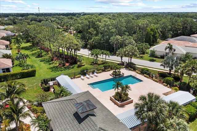 view of swimming pool with a patio