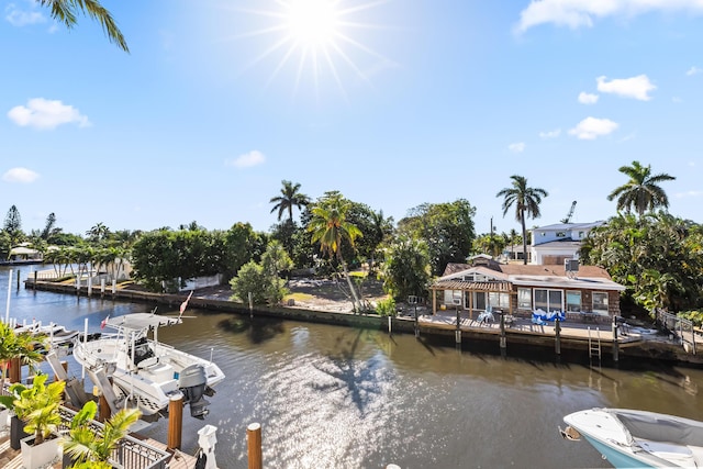 dock area featuring a water view