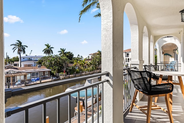 balcony with a water view