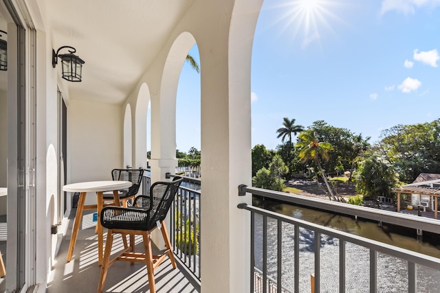 balcony with a water view