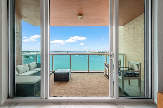 balcony with a water view