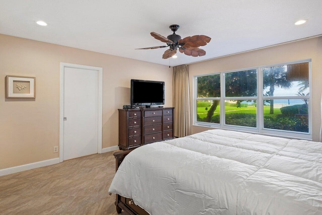 bedroom featuring ceiling fan