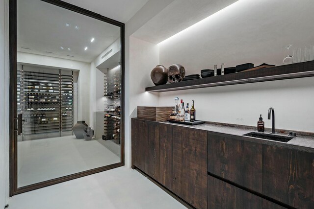 wine room featuring wet bar