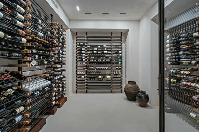 wine area featuring wine cooler