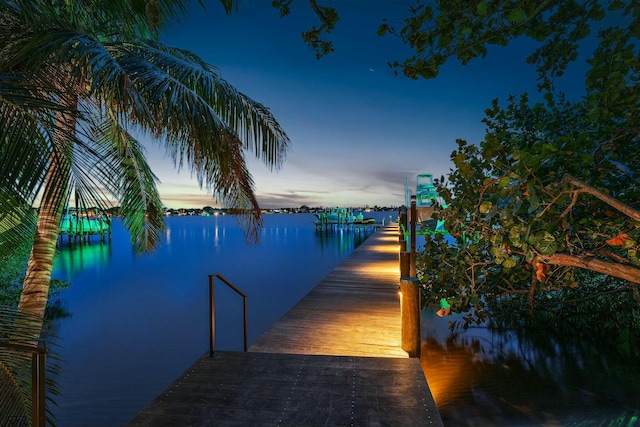 view of dock featuring a water view