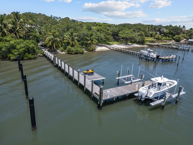 view of dock featuring a water view