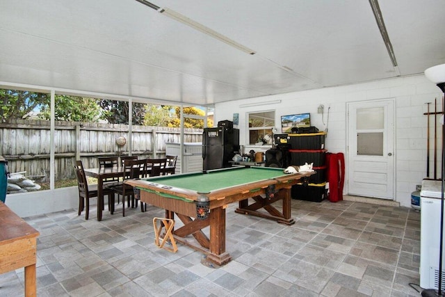 recreation room with billiards