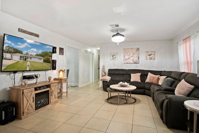 view of tiled living room