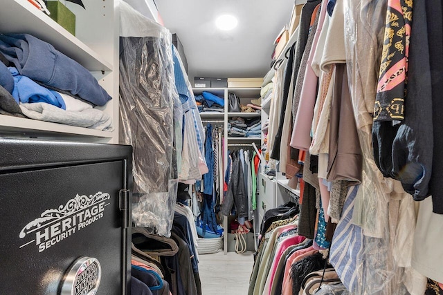 spacious closet with hardwood / wood-style flooring