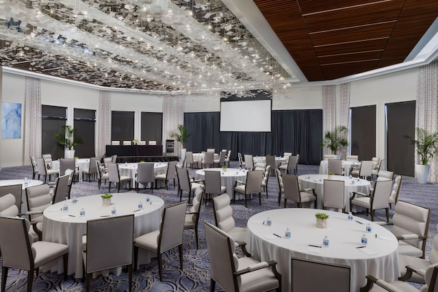 dining room featuring carpet flooring