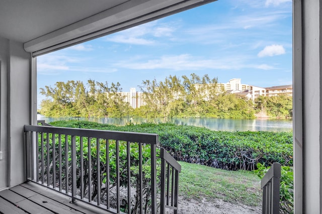 balcony with a water view