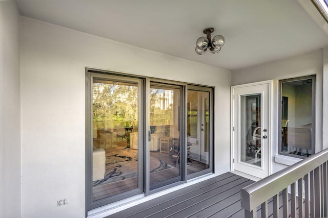 exterior space featuring dark hardwood / wood-style flooring