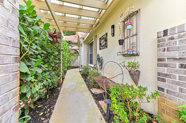 exterior space with a pergola