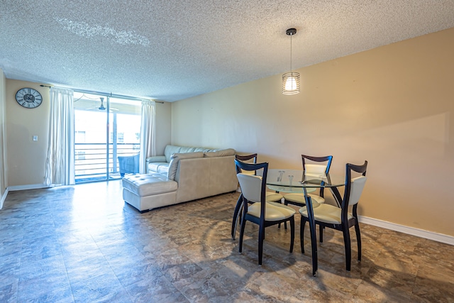 dining room with a textured ceiling