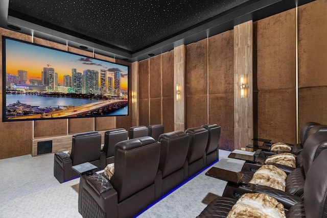 view of carpeted home theater room