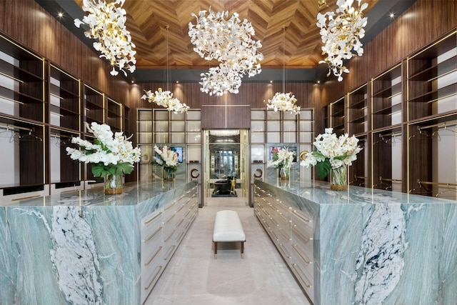 reception area featuring a chandelier