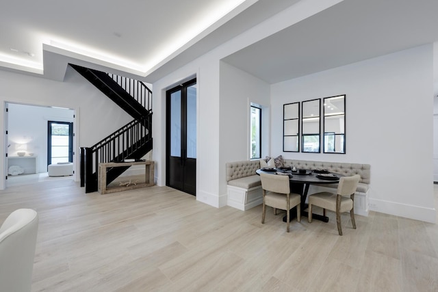 dining room with light hardwood / wood-style floors