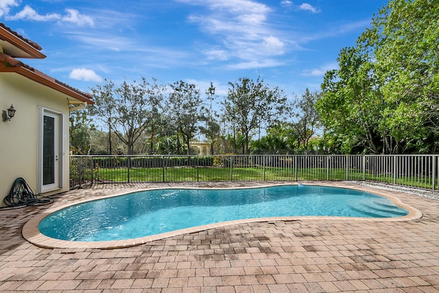 view of swimming pool with a patio