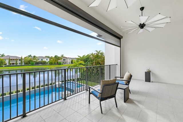 balcony with a water view