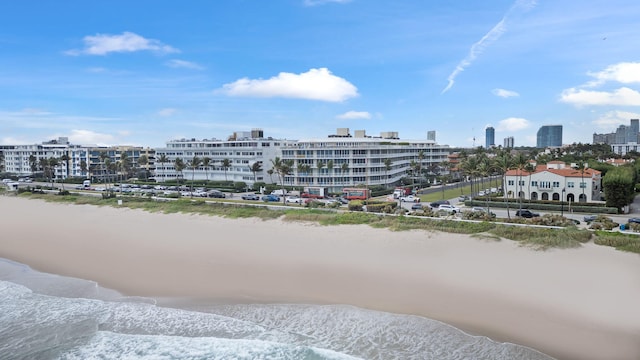 exterior space with a beach view