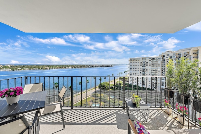 balcony with a water view