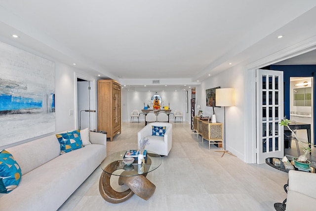 view of tiled living room