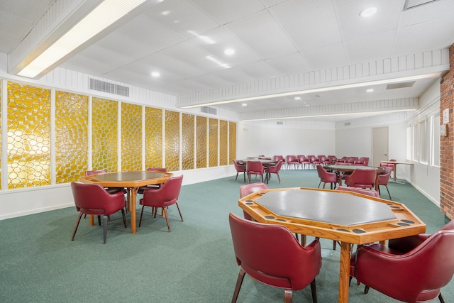 view of carpeted dining space