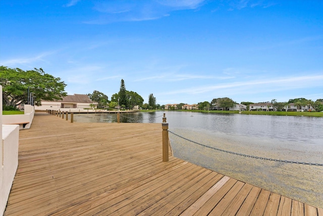 dock area with a water view